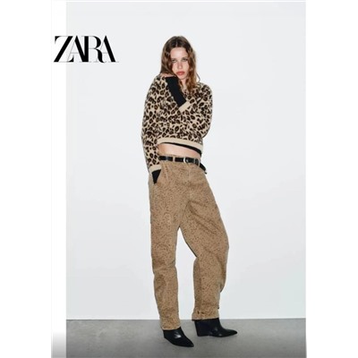 Жаккардовый свитер с леопардовым принтом ЗАР*А