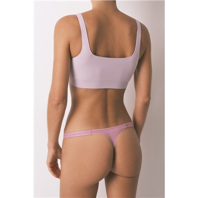 Pack 3 tangas tira algodón rosa logo