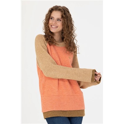 Kadın Somon Bisiklet Yaka Kazak