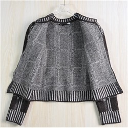 Женский короткий вязаный кардиган на пуговицах с круглым вырезом  ЗАР*А