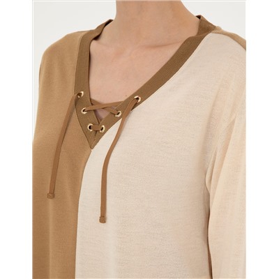 Bej Comfort Fit Örme Bluz