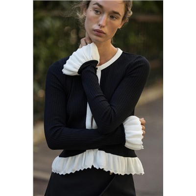 CONTRAST KNIT CARDIGAN