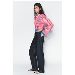 STRIPED T-SHIRT WITH SLOGAN