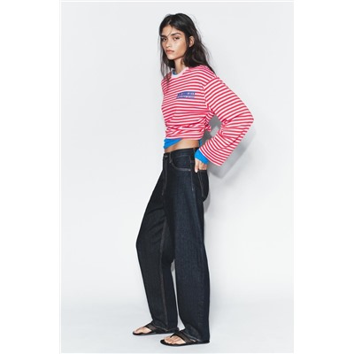 STRIPED T-SHIRT WITH SLOGAN