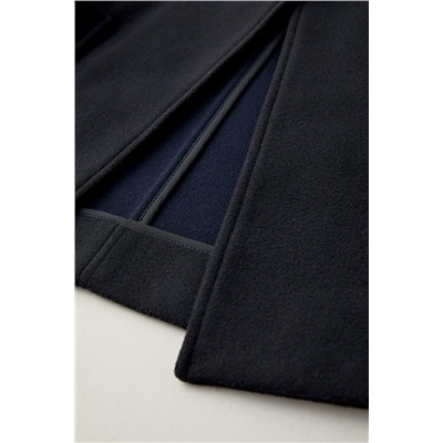 DOUBLE-BREASTED FELT TEXTURE 3/4 LENGTH COAT