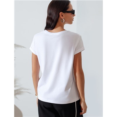 Свободная футболка с принтом из премиального хлопка с эластаном