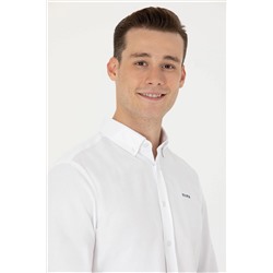 Erkek Beyaz Uzun Kollu Basic Gömlek