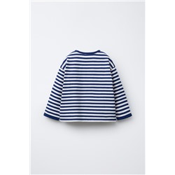 HEAVY WEIGHT WOVEN STRIPE T-SHIRT WITH HEART PATCH