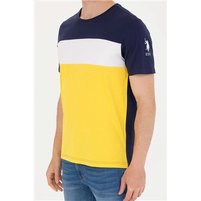 Erkek Koyu Sarı Bisiklet Yaka Tişört