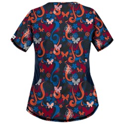 UA Flutter Flattery Navy Print Scrub Top