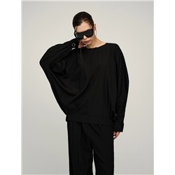 Черная блузка «Паук» с кольцом на рукаве