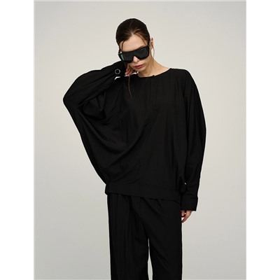 Черная блузка «Паук» с кольцом на рукаве