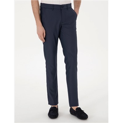 Lacivert Slim Fit Beli Lastikli Kanvas Pantolon