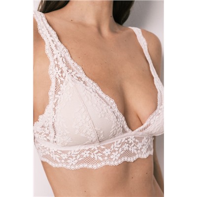 Sujetador triangular relleno encaje rosa FANTASTIC