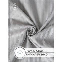 Простыня на резинке 90х200х30 (см) (страйп-сатин - 100% хлопок) СЕРЫЙ