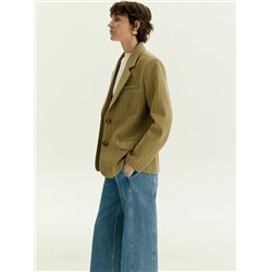 Полупальто из шерсти в полоску, R151/line