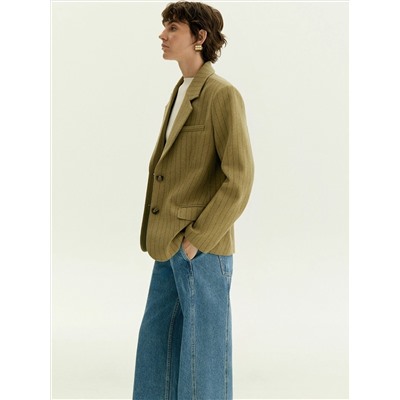 Полупальто из шерсти в полоску, R151/line