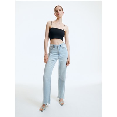 Jeans mit weitem Bein in Distressed-Optik
