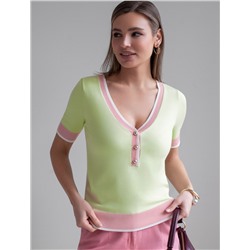 Джемпер с V-вырезом с коротким рукавом из вискозы