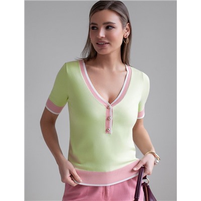 Джемпер с V-вырезом с коротким рукавом из вискозы