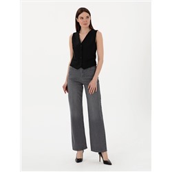 Siyah High Waist Flare Fit Jean Pantolon