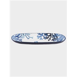 Блюдо, 40х12,5 см, керамика К, белое, овальное, Синие кораллы, Blue Coral