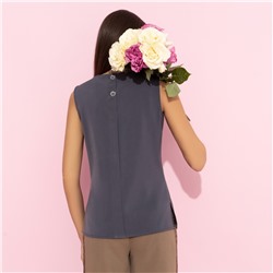 Блуза с декоративными защипами, Счастье с тобой (графит)