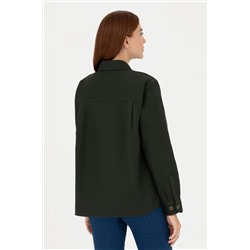 Kadın Haki Uzun Kollu Gömlek