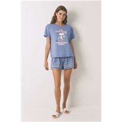 Pijama corto algodón azul Snoopy