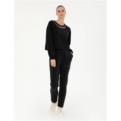 Siyah Crop Top Sweatshirt
