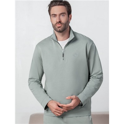 Свитшот с воротом стойкой на молнии из эластичного футера двухнитки