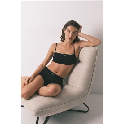 Top recto sin costuras canalé negro