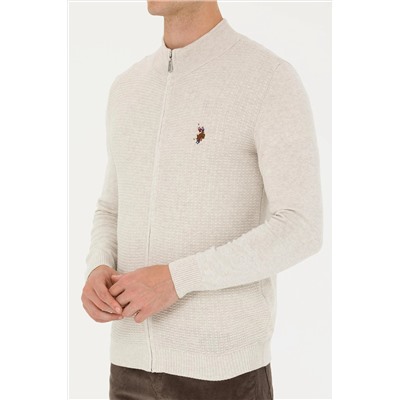 Erkek Taş Melanj Basic Triko Hırka