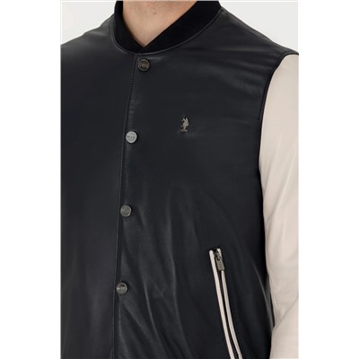 Erkek Lacivert Deri Ceket