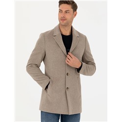 Bej Ex. Slim Fit Kaşe Kaban