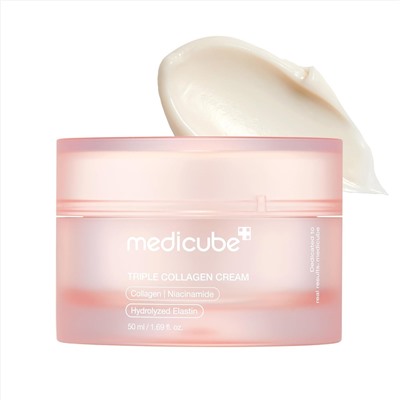 medicube Triple Collagen Cream - Hydrating & Firming Moisturizer with Hyaluronic Acid, Premium Elastin, Shea Butter - Wrinkle Care & Boosts Elasticity - Korean Skincare, 1.69 oz