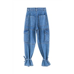Vaquero mom fit de tiro alto Azul