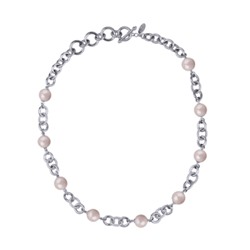 Колье Симбиоз (Майорка розовая 12мм; покрытие родий) 50-60см, Есть комплект