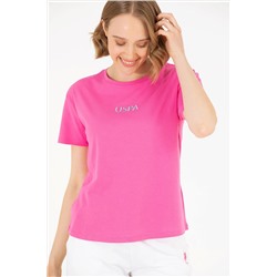 Kadın Pembe Bisiklet Yaka Tişört