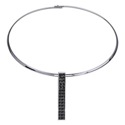 Колье Квадро (кристаллы SW темно-серые; покрытие родий) 42см, Есть комплект