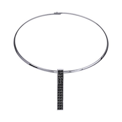 Колье Квадро (кристаллы SW темно-серые; покрытие родий) 42см, Есть комплект