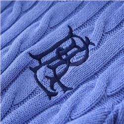 Женский хлопковый пуловер с красивыми вывязанными косами и вышивкой логотипа ✔️Ralp*h Laure*n