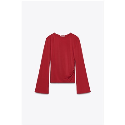 LONG SLEEVE GATHERED T-SHIRT