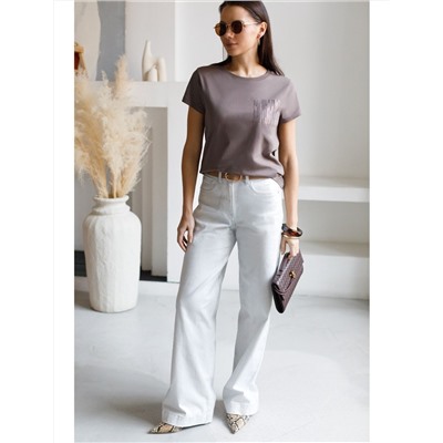 Нарядная футболка с блестящим принтом пайетками