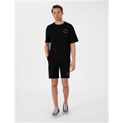 Siyah Regular Fit Örme Şort