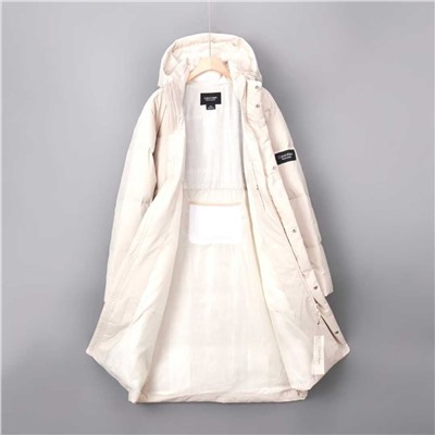 Мужской зимний пуховик средней длины с капюшоном из плотного и теплого белого утиного пуха СК