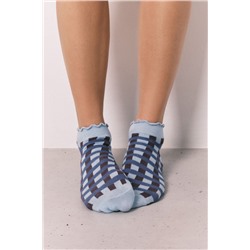 Calcetines cortos estampado cuadros azul