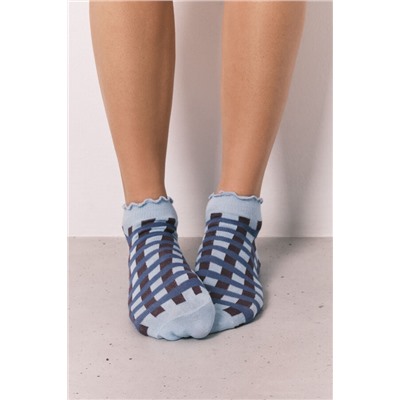Calcetines cortos estampado cuadros azul