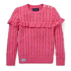 GIRLS 2-6X Ruffled Cotton Sweater