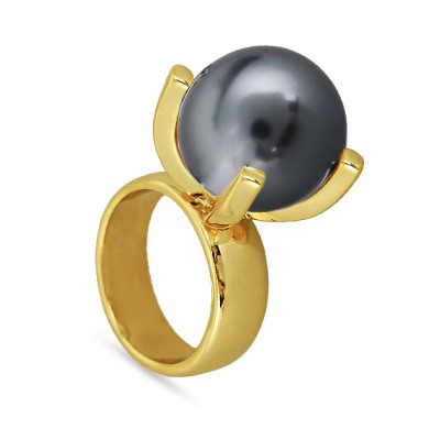 Кольцо (Майорка 16мм темно-серая; покрытие золото), Есть комплект